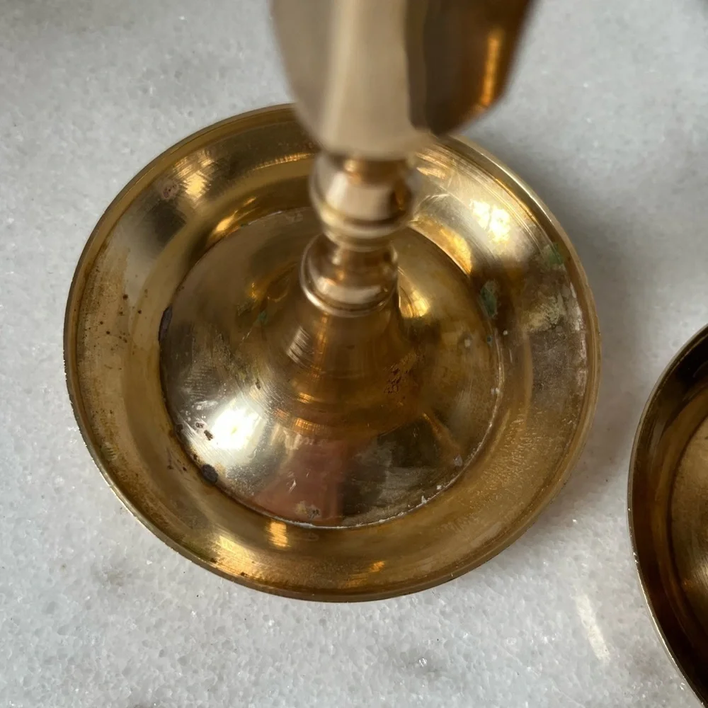 Elegant Gold Brass Candlestick Holders vintage set of 2